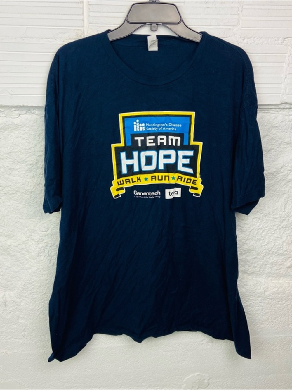 Tultex Navy Blue cotton TEAM HOPE Walk Run Ride Graphic Tee size XXL